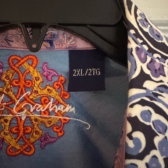 Robert Graham Cotton Silk Paisley Pattern Long Sleeve Button Up Shirt Men's XXL - Picture 3 of 8